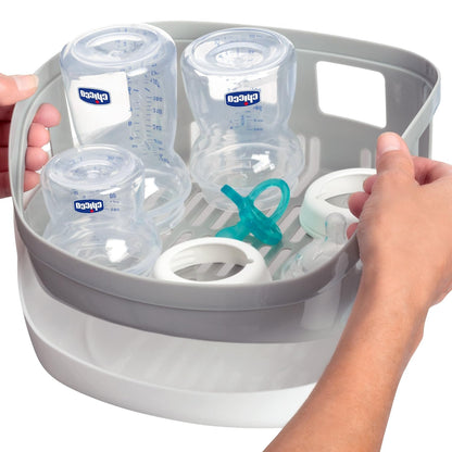 Chicco 3-in-1 Modular Electric Steam Sterilizer for Baby Bottles, Feeding Accessories, and More | Eliminates 99.9% of Germs | 3 Configurations | Automatic Shut-Off and Quiet Operation