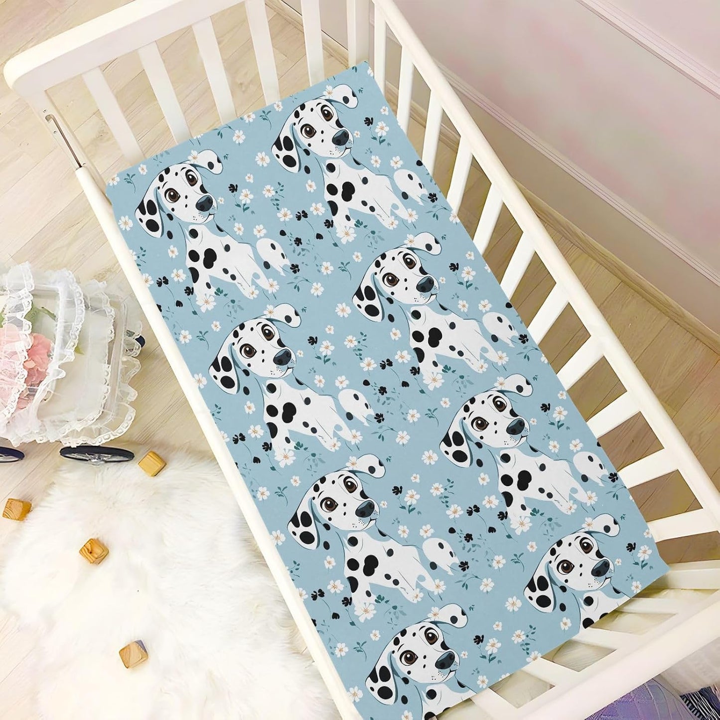 Fitted Crib Sheets Cactus and Floral Stretchy Portable Playard Sheets for Baby Toddler, Breathable Soft Mini Crib Mattress 52 x 28 in for Boys and Girls