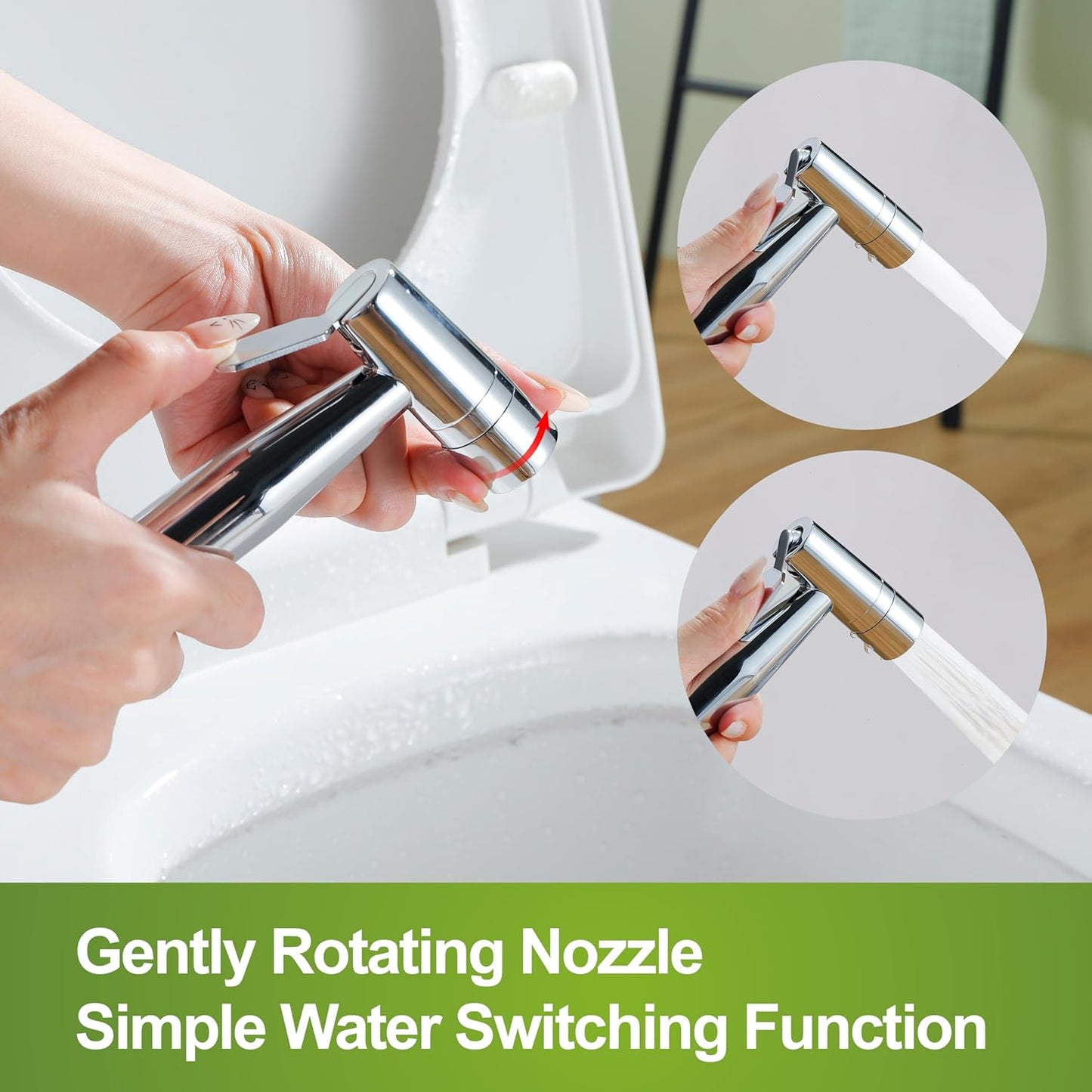 Brushed Nickel Bidet Sprayer Head, Stainless Steel Handheld Shattaf Jet Spray Attachment for Toilet, Baby Cloth Diaper Sprayer with Adjustable Water Pressure Control, 1 Pack