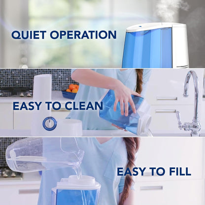Vicks Warm Mist Humidifier Filter-Free 1-Gal Tank, Auto Shut-Off, Night Light, VapoPad and VapoSteam Compatible