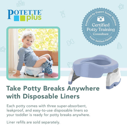 Kalencom Potette Plus 2-in-1 Travel Potty and Trainer Seat - Dual-Purpose Potty Training Toilet Seat - Portable Potty for Toddler Travel - with Durable, Lock-in Legs and Splash Guard - Pastel Mint