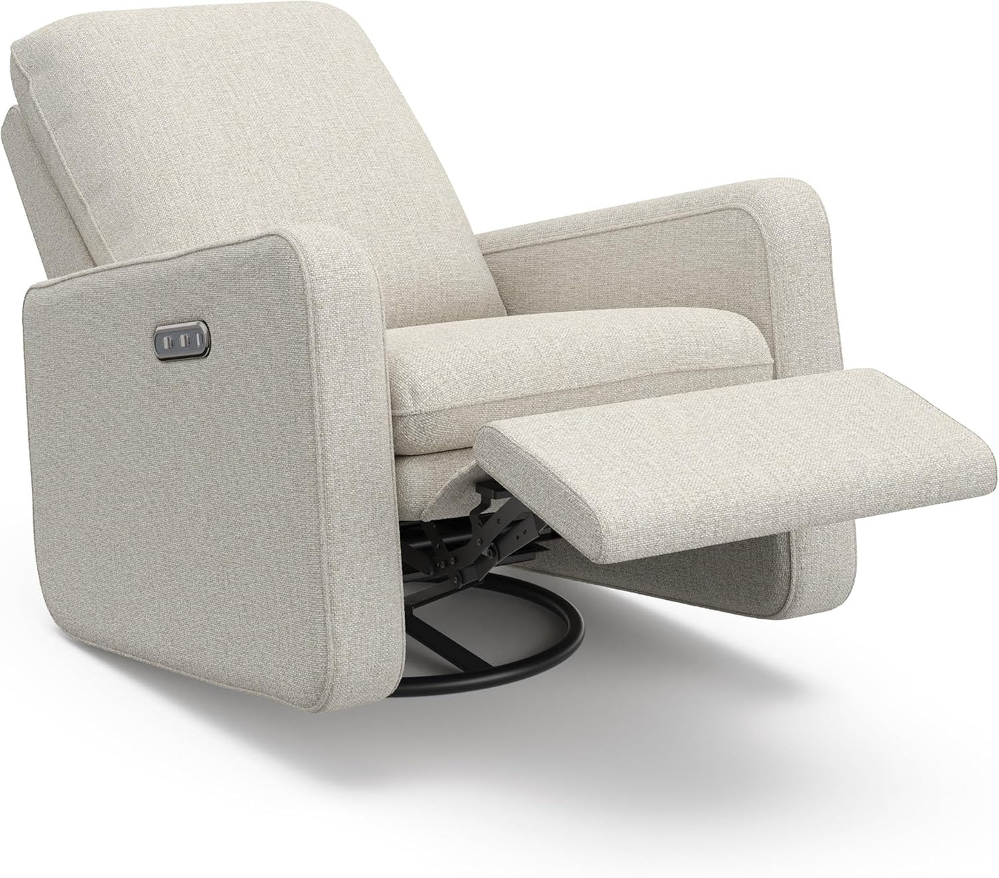 Graco Teddi Power Recliner Swivel Glider, Electronic Power Recline, Oeko-TEX 100 Certified, USB-A & USB-C Charger, Premium Cushioning & Comfort – (Ivory Basketweave)