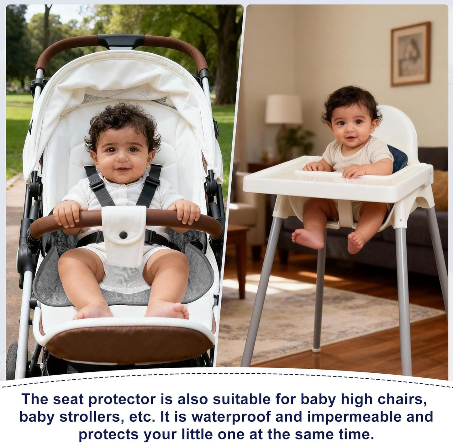 Piddle Pads Carseat, 2 Pieces Car Seat Potty Training Pad, Waterproof and Anti-Slip, Breathable and Comfortable, Machine Washable, Car Seat Piddle Pads for Stroller, Dining Chair (Khaki and Gray)