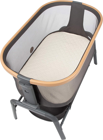 Maxi-Cosi Iora Baby Bassinets Bedside Sleeper, Portable Bassinet, Infant Bedside Sleeper Crib, Height Adjustable, Breathable Mesh, Large Storage Basket, Truffle