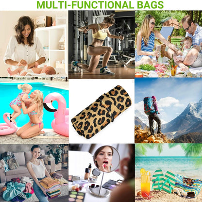 visesunny Leopard Grain 2Pcs Wet Bag with 2 Zippered Pockets Snap Handle Washable Reusable Roomy for Travel,Beach,Pool,Daycare,Stroller,Diapers,Dirty Gym Clothes, Wet Swimsuits, Toiletries