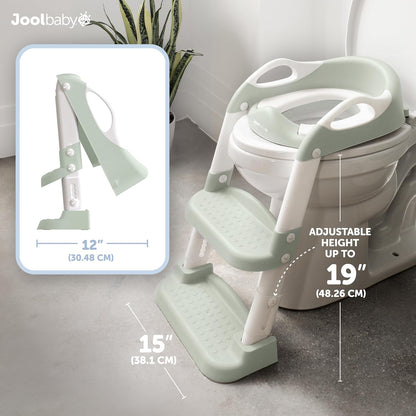Jool Baby Potty Training Seat with 2 Step Ladder for Toddlers - Splash Guard, Adjustable Height (Gray)