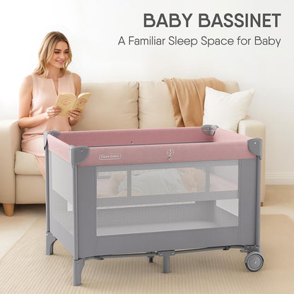Obee Odee 4-in-1 Baby Bassinet with Playard, Napper Bassinet, Changing Table, Mosquito Net & Canopy, Storage and Toys for Newborn to Toddler