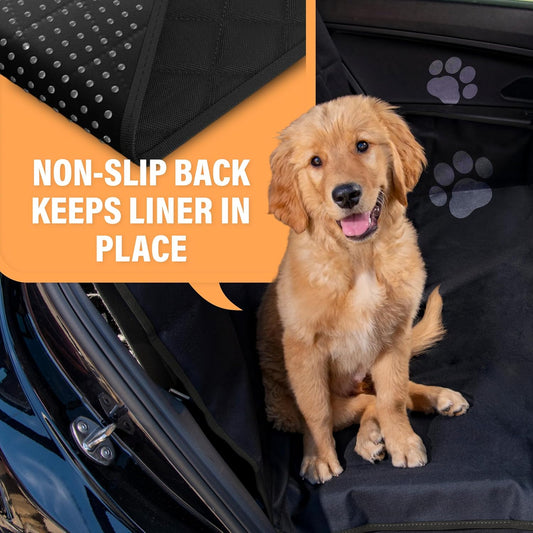 Active Pets Waterproof Hammock Standard Car Seat Cover, Fits Sedans Hatchbacks Crossovers Coupes Compact Vehicles, Secure Convertible Travel Bed Protects Backseat Cargo from Dogs, Black w/Black Trim