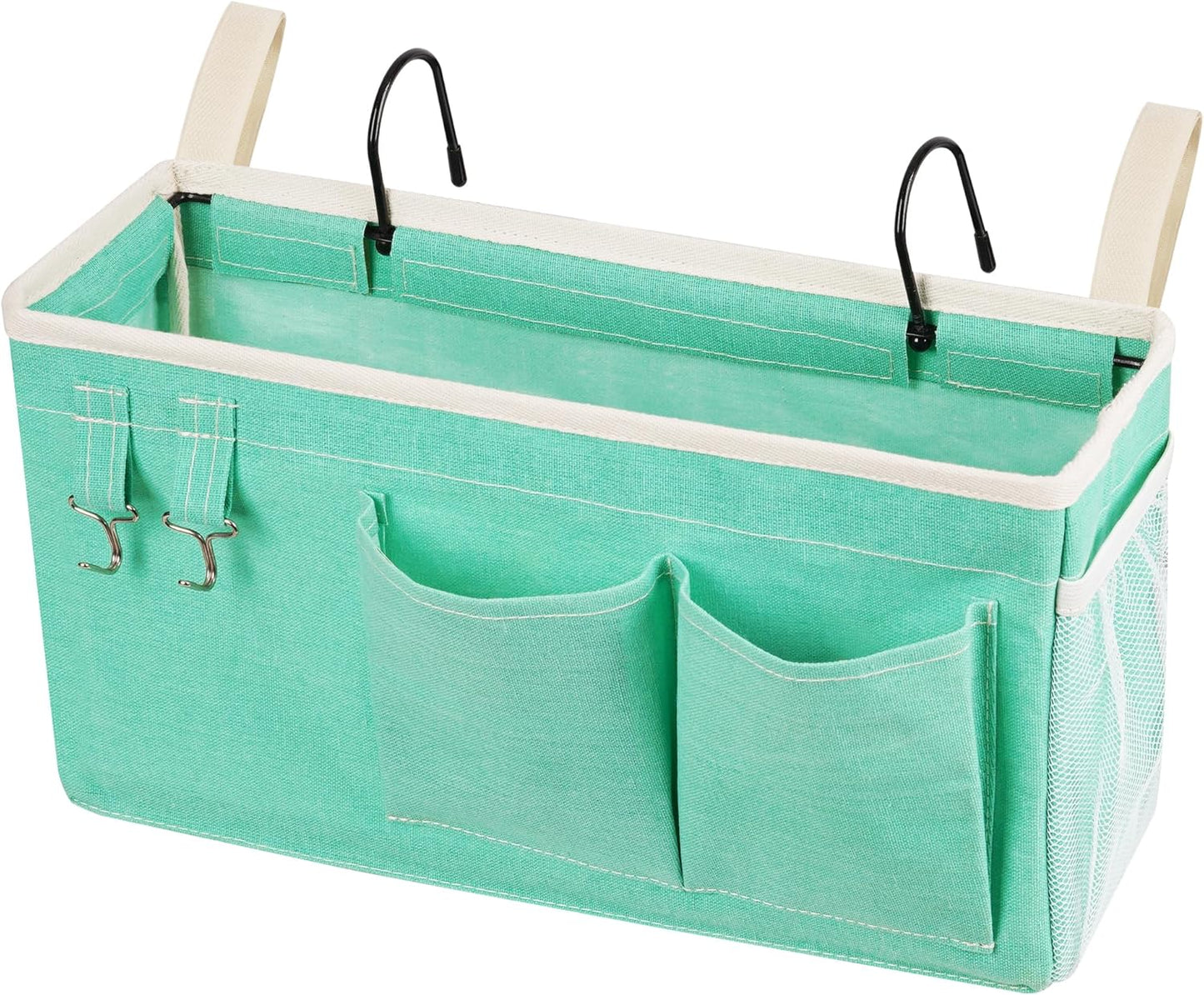 Loghot Bedside Caddy/Bedside Storage Bag Hanging Organizer for Bunk and Hospital Beds,Dorm Rooms Bed Rails,Can be Placed Glasses,Books,Mobile Phones,Keys (White)