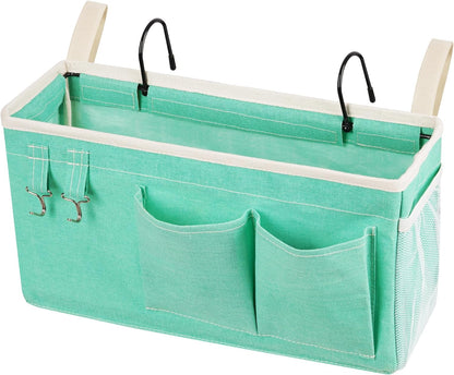Loghot Bedside Caddy/Bedside Storage Bag Hanging Organizer for Bunk and Hospital Beds,Dorm Rooms Bed Rails,Can be Placed Glasses,Books,Mobile Phones,Keys (White)