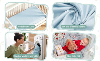 4 Pack Bassinet Sheets (19" x 33"), Compatible with Baby Delight, BabyBond, Dream On Me and Most Rectangle Bedside Sleeper Bassinet Mattress, Soft and Skin-Friendly, Mint Green and Color Rainbow