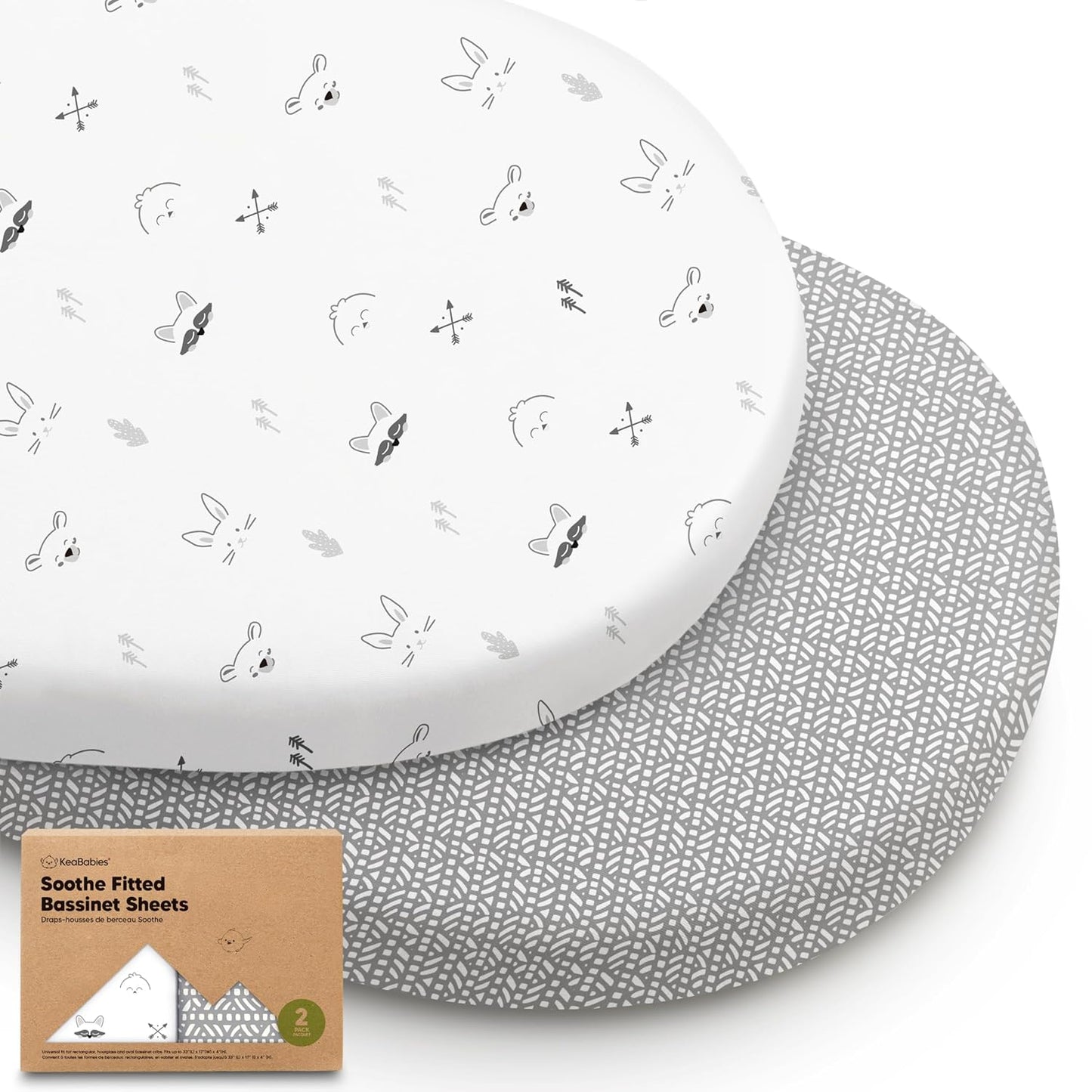 2-Pack Organic Bassinet Sheets for Girls, Boys - 100% Cotton Bassinet Mattress Sheets Compatible with Halo Bassinest Swivel Sleeper, Graco, Baby Delight, Chicco, Unisex Fitted Bassinet Sheets (Elly)