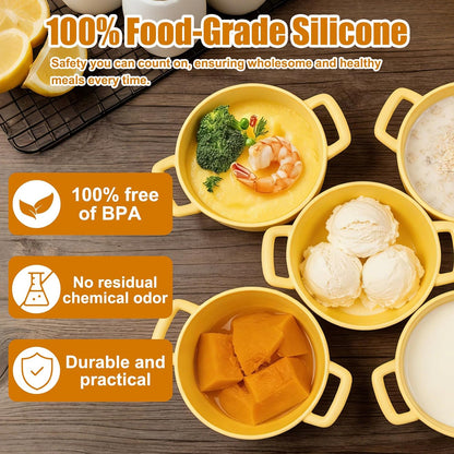Small Silicone Steamer Microwave, Steamer for Baby Food Maker, Vegetable, Egg, 100% Food Grade Silicone Microwave Bowl with Lid and Handle, Non-stick, Easy Clean, Dishwasher Safe, 19oz