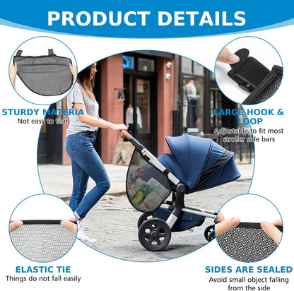 Accmor Universal Stroller Organizer, Side Sling Stroller Organizer, Mesh Cargo Net Stroller Storage Caddy, Stroller Bag Accessories Fits for Uppababy, Nuna, Baby Jogger, Britax, Doona Strollers