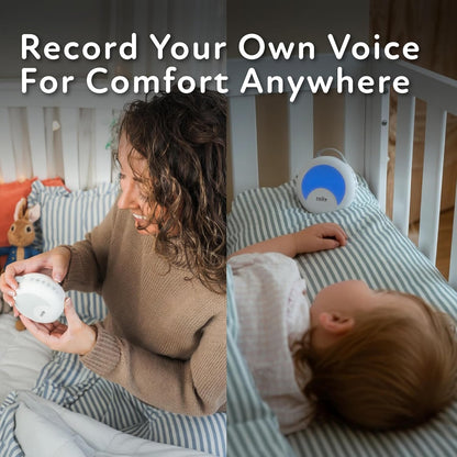 Zello | Portable White Noise Machine | 30 Soothing Sounds | 7 Colour Moon Nightlight | Sleep Timer | 20+ Hours Battery USB Recharge | Clips to Prams, Cots, Cribs | Baby Sleep Aid | Sleep Sound Machine