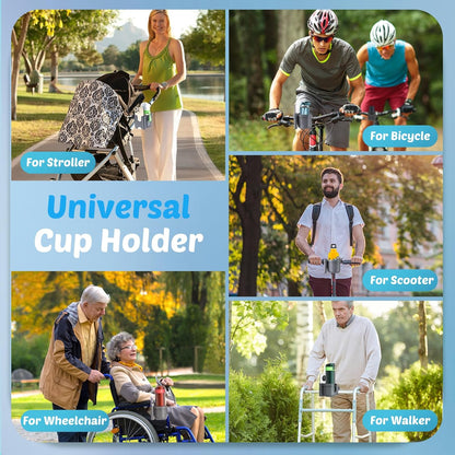 Guiseapue Cup Holder for Walker: Stroller Cup Holder Attachment with Phone Holder, Wheelchair/Stroller Accessories for Rollator, Bike, Scooter, Baby Essentials, First Mother‘s Day Gifts for New Mom