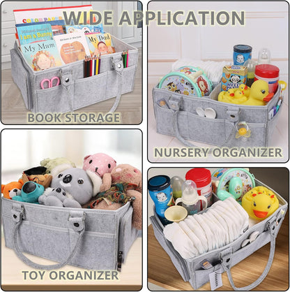 Baby Diaper Caddy Organizer for Boy or Girl Large Nursery Storage Bin Basket Portable Holder Tote Bag for Changing Table and Car Baby Shower Gifts Newborn Essentials Stuff Registry Must Haves Item
