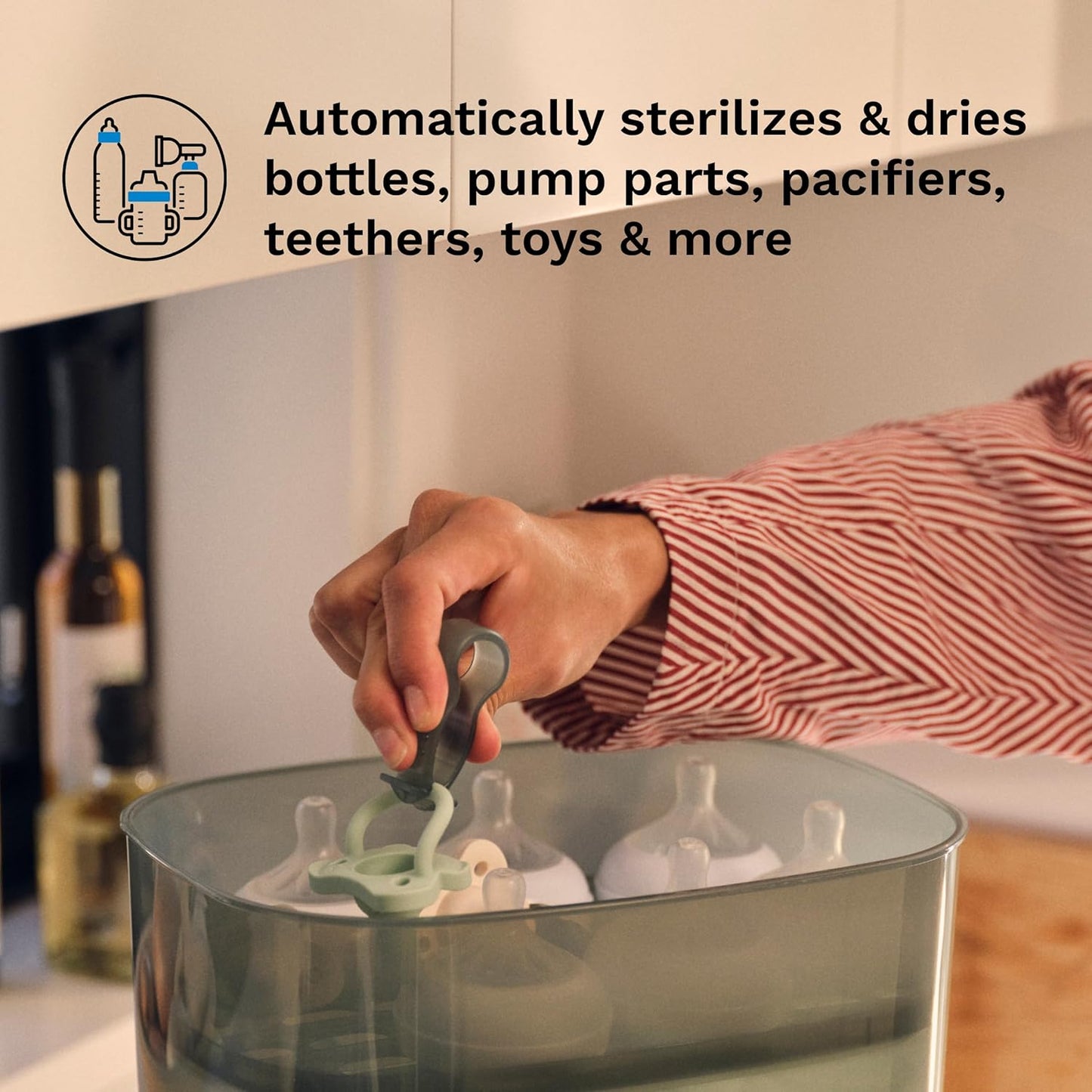 Baby Brezza Bottle Sterilizer and Dryer Advanced – 33% Faster - Largest Capacity Steam Sanitizer - Universal Sterilization Machine for All Bottles + Pump Parts - HEPA Air Filter