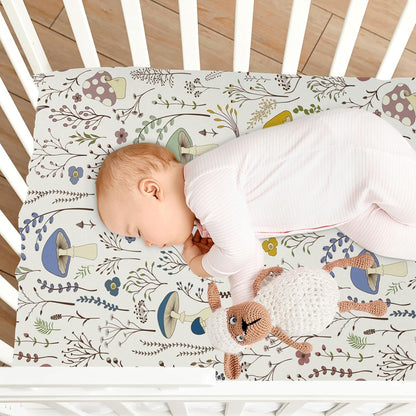 Fitted Crib Sheets White Bears with Clouds Stretchy Portable Playard Sheets for Baby Toddler, Breathable Soft Mini Crib Mattress 39 x 27 in for Boys and Girls