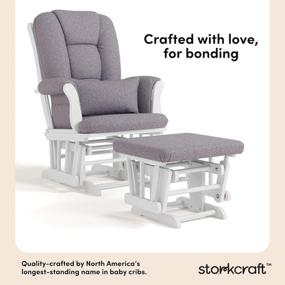 Storkcraft Tuscany Glider with Ottoman (Black/Gray) — GREENGUARD Gold Certified, Bonus Lumbar Cushion Included, Solid Wood Base, Smooth Motion, Award-Winning Nursery Rocking Chair, Glider and Ottoman