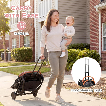 BABY JOY Lightweight Stroller, Compact Travel Stroller with One-Hand Fold, Adjustable Backrest, Canopy, Cup Holder, Footmuff & Storage Basket for Toddlers (Gray)