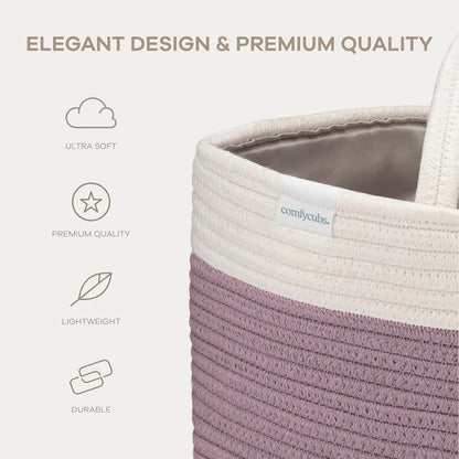 Comfy Cubs Rope Diaper Caddy Organizer 8.5" x 15" x 8" - Large Baby Diaper Basket with 3 Spacious Compartments - Stylish Cotton Baby Caddy Organizer for Diapers, Wipes & Essentials - Pacific Blue