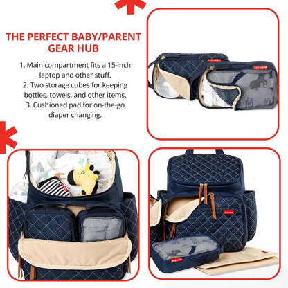 Skip Hop Diaper Bag Backpack: Forma, Multi-Function Baby Travel Bag with Changing Pad & Stroller Attachment, Jet Black
