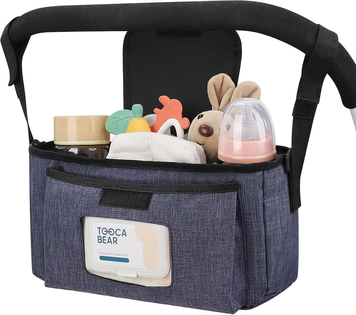 Accmor Universal Stroller Organizer with Insulated Cup Holder and Shoulder Strap, Stroller Caddy Bag Stroller Cup Holder Attachment for Uppababy, Baby Jogger, Britax Strollers, Black