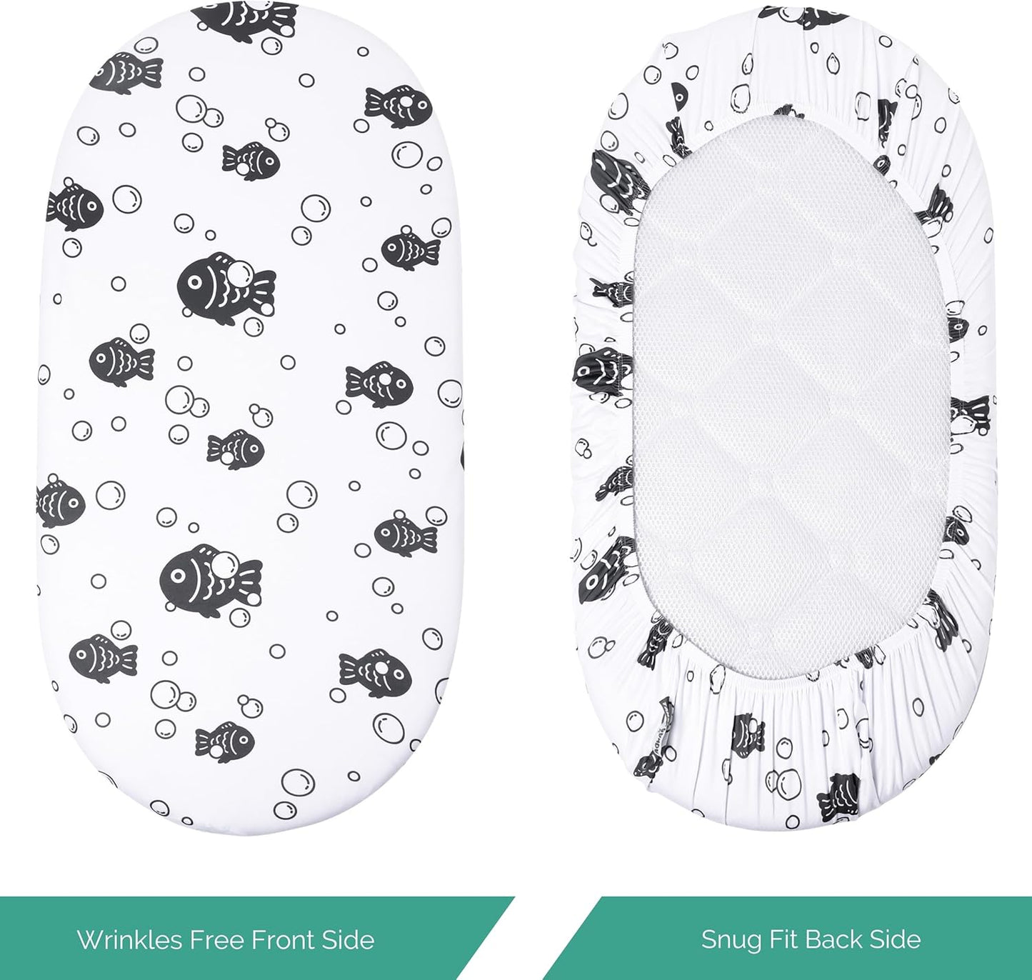 Bassinet Sheets for Papablic, CoZee, Cowiewie, Ezebaby, Nawahev Baby Bassinet Bedside Sleeper by TansyPanda, 3PC, 33x20, Ultra Soft, Breathable Snug Fit, Unisex Boys Girls, Gray White (Space Rockets)