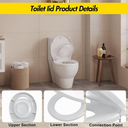 Toilet Seat with Toddler Seat Elongated, PP Material Family Toilet Seat Cover, Soft Close Adult & Toddler Seats, Easy to Clean, Safe Potty Training Solution for Kids, Bathroom Upgrade for Home