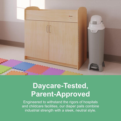 Foundations Hands Free Tall Diaper Pail with Airtight Lid - Durable & Odorless Disposal, Large Capacity, Holds up to 60 Newborn Diapers, Refill with Any Bags, Baby Registry Gift - Gray (9622057)