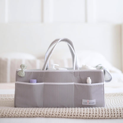 Lily Miles Baby Diaper Caddy Organizer - Large Tote Bag for Newborn essentials Boy or Girl - Baby Shower Basket - Nursery Must Haves - Registry Favorites - Newborn Caddie Car Organizer