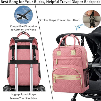 Tenot Baby Diaper Bag Backpack Tote for Women Large Capacity with Insulated Pockets Multifunctional Waterproof Diaper Bags For Baby Girl Boy Mama Maternity Travel Bag Pink