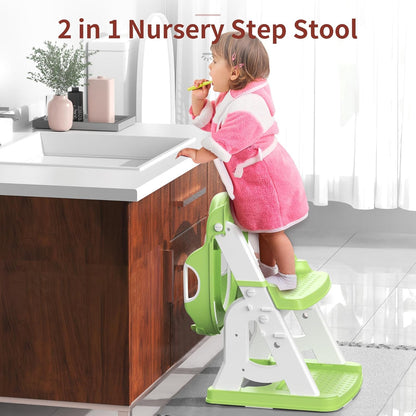 Meulife Potty Training Seat, Upgrade 2 in 1 Potty Training Toilet for Toddler, Toddler Toilet Seat for Boys Girls with Support Bar, Anti-Slip Pad and Step Stool (Pink)
