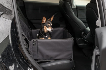 Trixie Convertible Lite Dog Car Seat 19.7 x 14.6 x 15.7 in – Cozy Booster with Safety Tether, Seat-Belt Straps & Side Pockets – Raised Travel Bed with Washable Cushion
