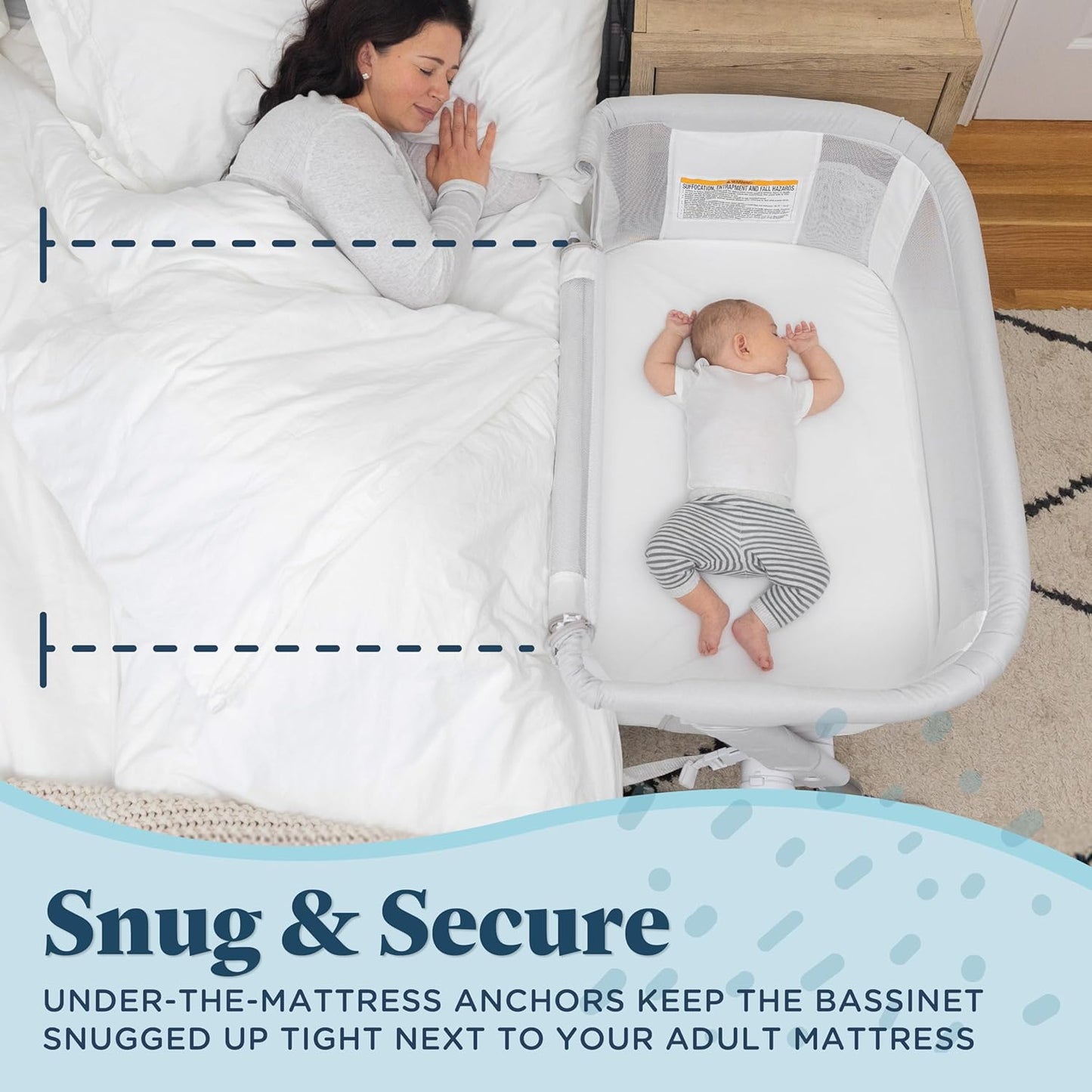 Baby Delight Beside Me Dreamer Bassinet | Bedside Sleeper | 6-Position Height Adjustment | Charcoal Tweed