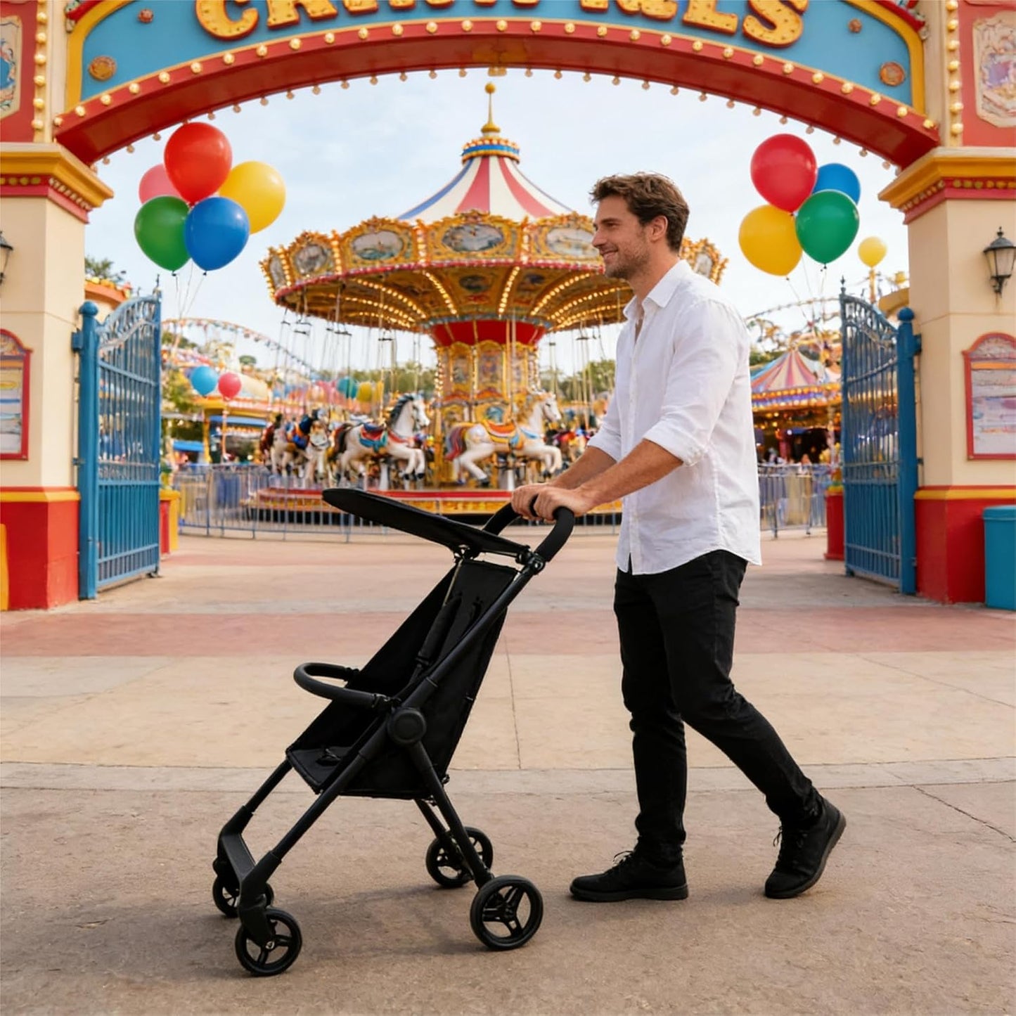 Lightweight Travel Baby Stroller, Compact Foldable Baby Stroller with Sun Visor, Convenience Airplane Strollers, Ultra-Compact One-Hand Foldable Stroller, Baby Airplane Travel Essentials (Grey)