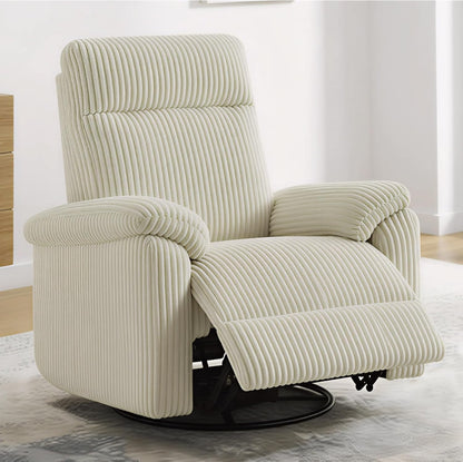 KISLOT Swivel Rocker Recliner for Adults, Corduroy 360 Degree Swivel Glider Recliner Manual 3-Position Adjustable Easy Assembly for Small Space Living Room Nursery Bedroom