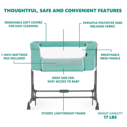 Dream On Me Zimal Bassinet & Bedside Sleeper/Breathable Mesh Panels/Airflow & Easy Visibility/Adjustable Height Options/Lightweight/Mobile/BSA Certified/Mint
