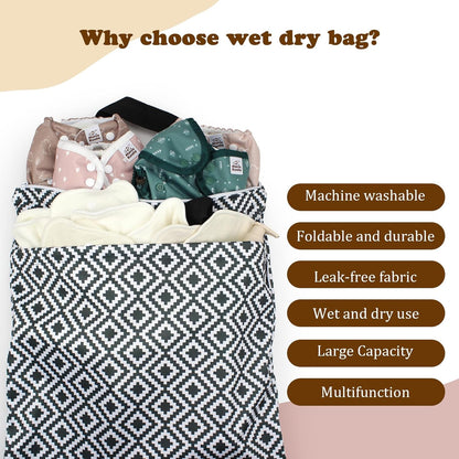 Mama Koala Reusable Hanging Wet Dry Bags for Baby Items, Cloth Diapers, Swimsuits, Travel, Gym Clothes, Beach, Pump Parts, Toiletries, Two Zippered Pockets, 2 Pack (W004L)
