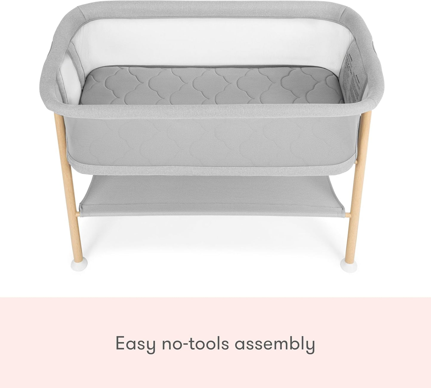 Newton Baby Bassinet & Bedside Sleeper with Mattress & Sheet - Ultra-Breathable & Completely Washable, Removable Dual-Layer Cover | Wood Frame | Adjustable Height & Infant Access Opening