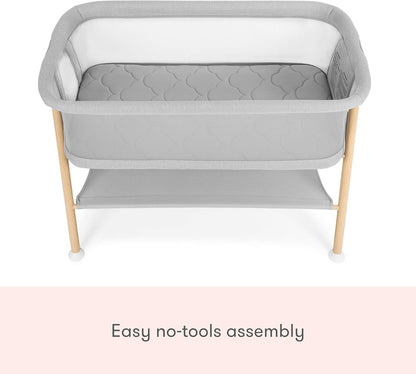 Newton Baby Bassinet & Bedside Sleeper with Mattress & Sheet - Ultra-Breathable & Completely Washable, Removable Dual-Layer Cover | Wood Frame | Adjustable Height & Infant Access Opening