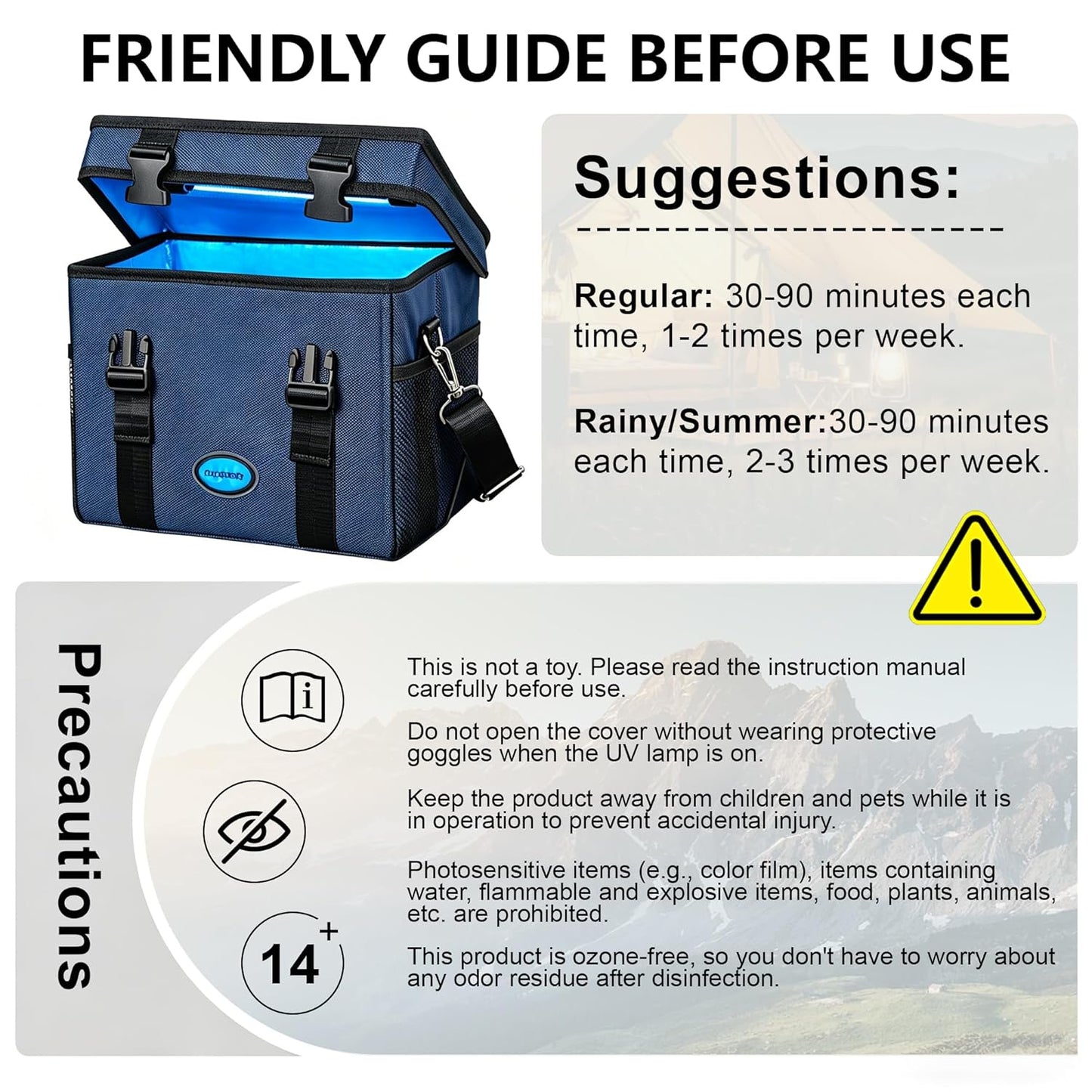 UV Sanitizer Box, 12L Portable Sanitizing and Cleaning Machine with 3-Level Timer, Foldable UV Cleaner Box for Toys, Mask, Towel, Key, UV Cleaning Machine Ozone Free