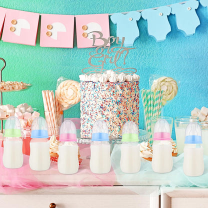 SiliFine 30 Pcs Baby Shower Favors Party Bottle Chug Game Mini Bottles Gift Sets for Gender Reveal Birthday Party Supplies Gift (Pink)