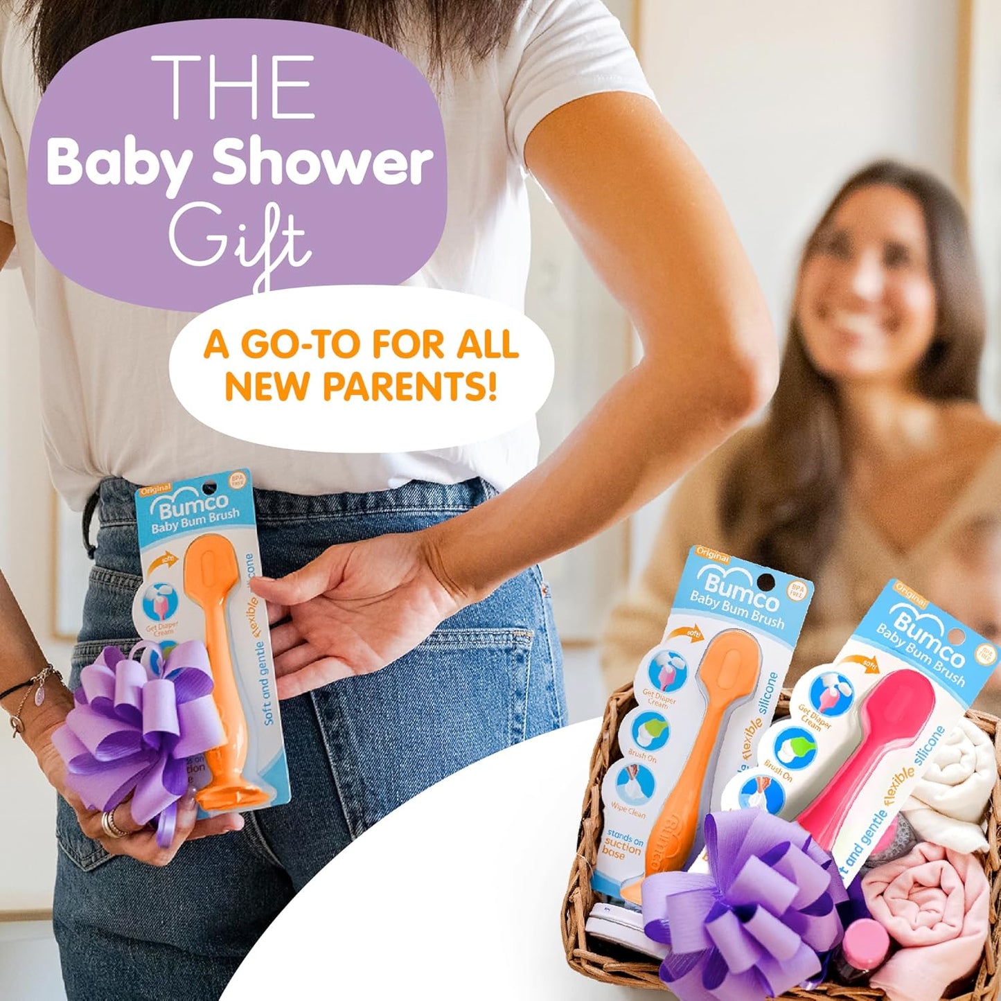 Bumco Diaper Cream Spatula (2-Pack) - BPA-Free Diaper Bag Essentials, Soft & Flexible Butt Spatula Baby, Mom-Invented Butt Paste Spatula, Diaper Cream Applicator, Bumco Baby Bum Brush, Diaper Spatula