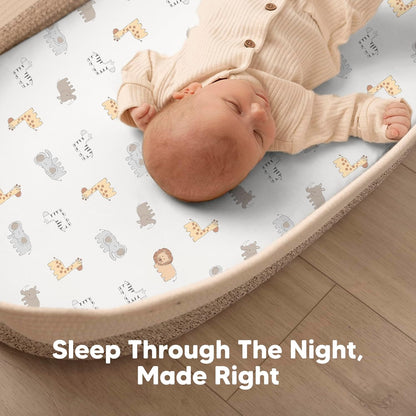 2-Pack Organic Bassinet Sheets for Girls, Boys - 100% Cotton Bassinet Mattress Sheets Compatible with Halo Bassinest Swivel Sleeper, Graco, Baby Delight, Chicco, Unisex Fitted Bassinet Sheets (Elly)