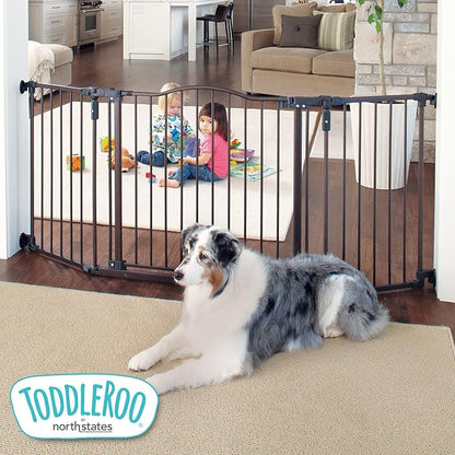 Toddleroo by North States - Deluxe Décor Safety Gate: Hardware Mounted Extra Wide Metal Baby Gate - Adjustable Child Gate - 38.3 to 72 Inches Wide - 30 Inches Tall - Matte Bronze
