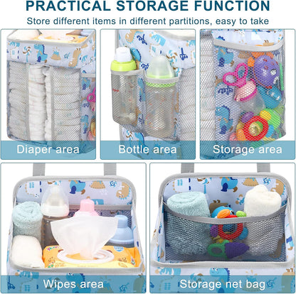 Accmor Hanging Baby Diaper Caddy Organizer, Diaper Stacker, Baby Crib Hanging Classified Storage Bag Organizer for Changing Table, Crib, Playard or Wall & Nursery Organization, Grey