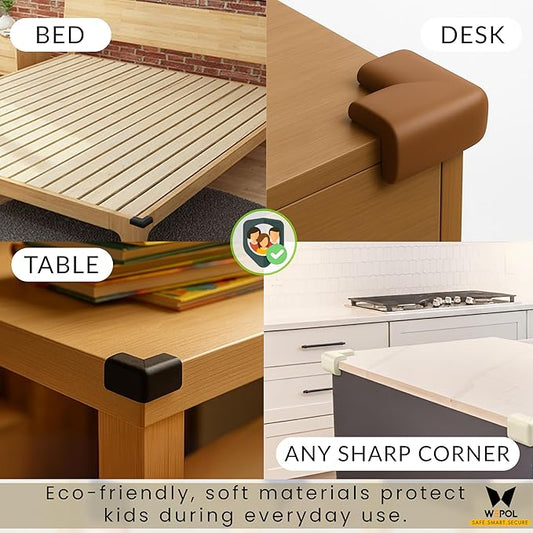 Soft Foam Corner Protectors for Baby, Bed Frame Corner Guards, Sharp Edge Desk Furniture Safety Cover Bumpers for Kids, 3M Adhesive Pre-Taped Rubber Padding Cushion (Gray, 12 Pack)