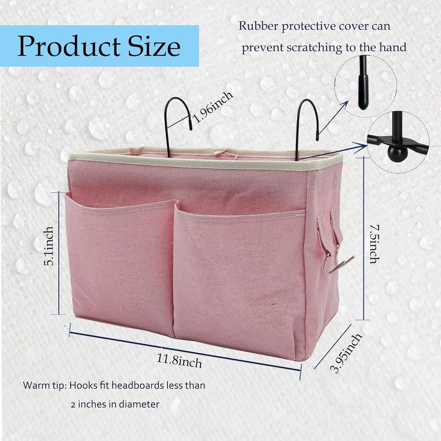 Bedside Caddy Organizer/Bedside Hanging Storage Bag Multi-Function Caddy for Bunk bed Hospital Beds Dorm Bed Rails, Holders Books Glasses Phones Magazine(White)